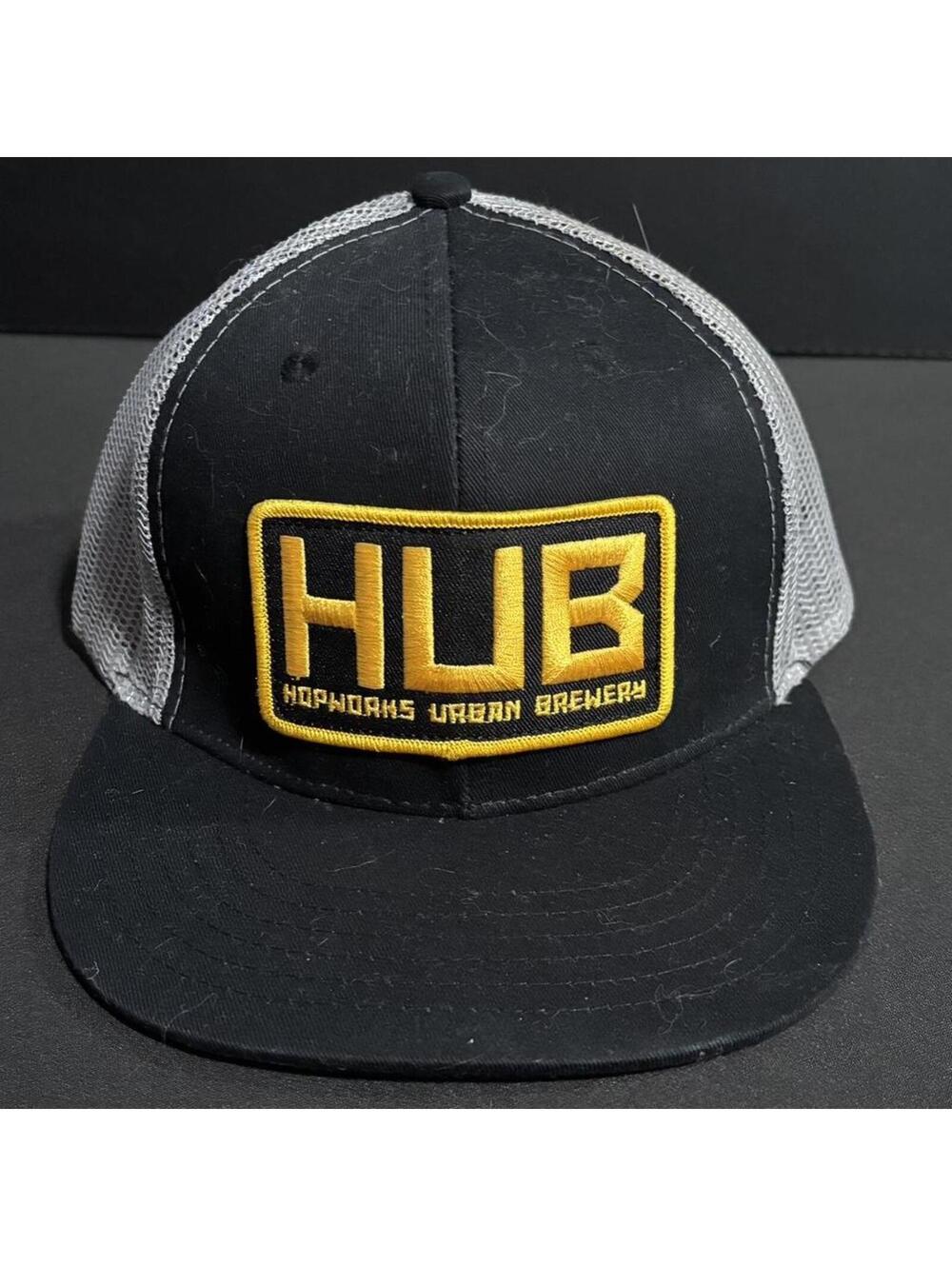 HUB Hopworks Urban Brewery Trucker Hat Black & Gray